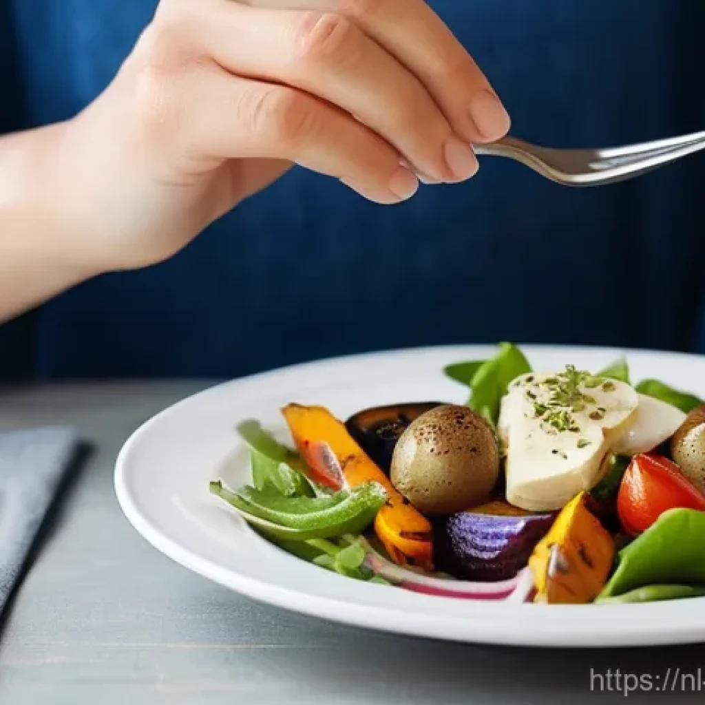 의식적 식사법과 건강한 식습관 - **Mindful Eating in a Cozy Dutch Setting**
A serene, close-up shot of an adult individual, dress...