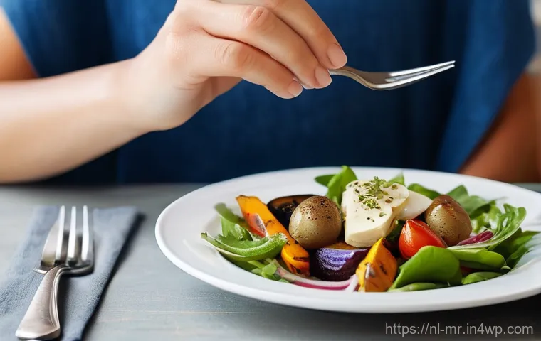 의식적 식사법과 건강한 식습관 - **Mindful Eating in a Cozy Dutch Setting**
A serene, close-up shot of an adult individual, dress...