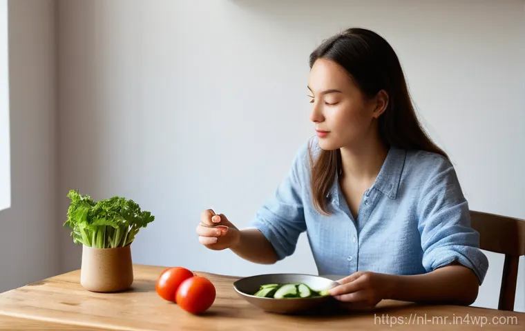 의식적 식사법과 신체 이미지 - Image Prompt 1: The Art of Mindful Eating**